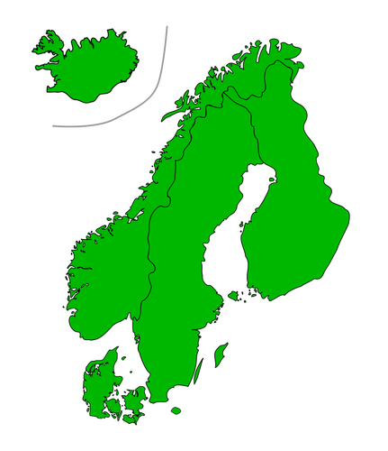 Vetor mapa da Escandinávia